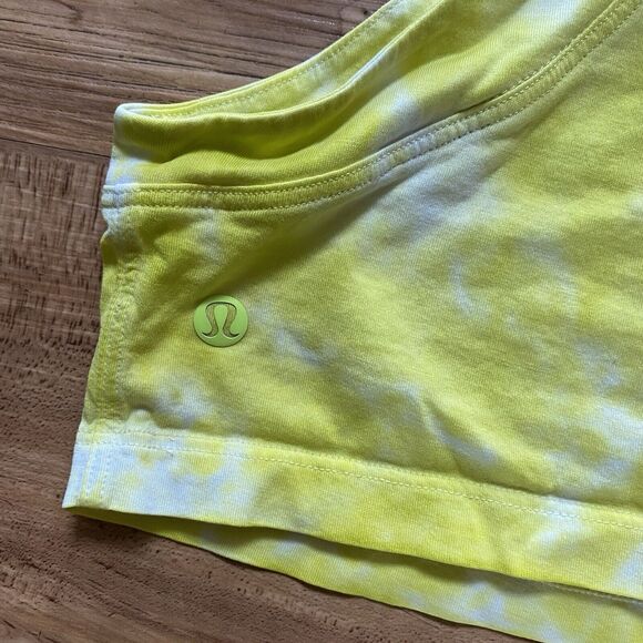 LULULEMON 10 All Yours Cropped Workout Top Pima Cotton Tie Dye Tank Neon Yellow - Picture 10 of 12